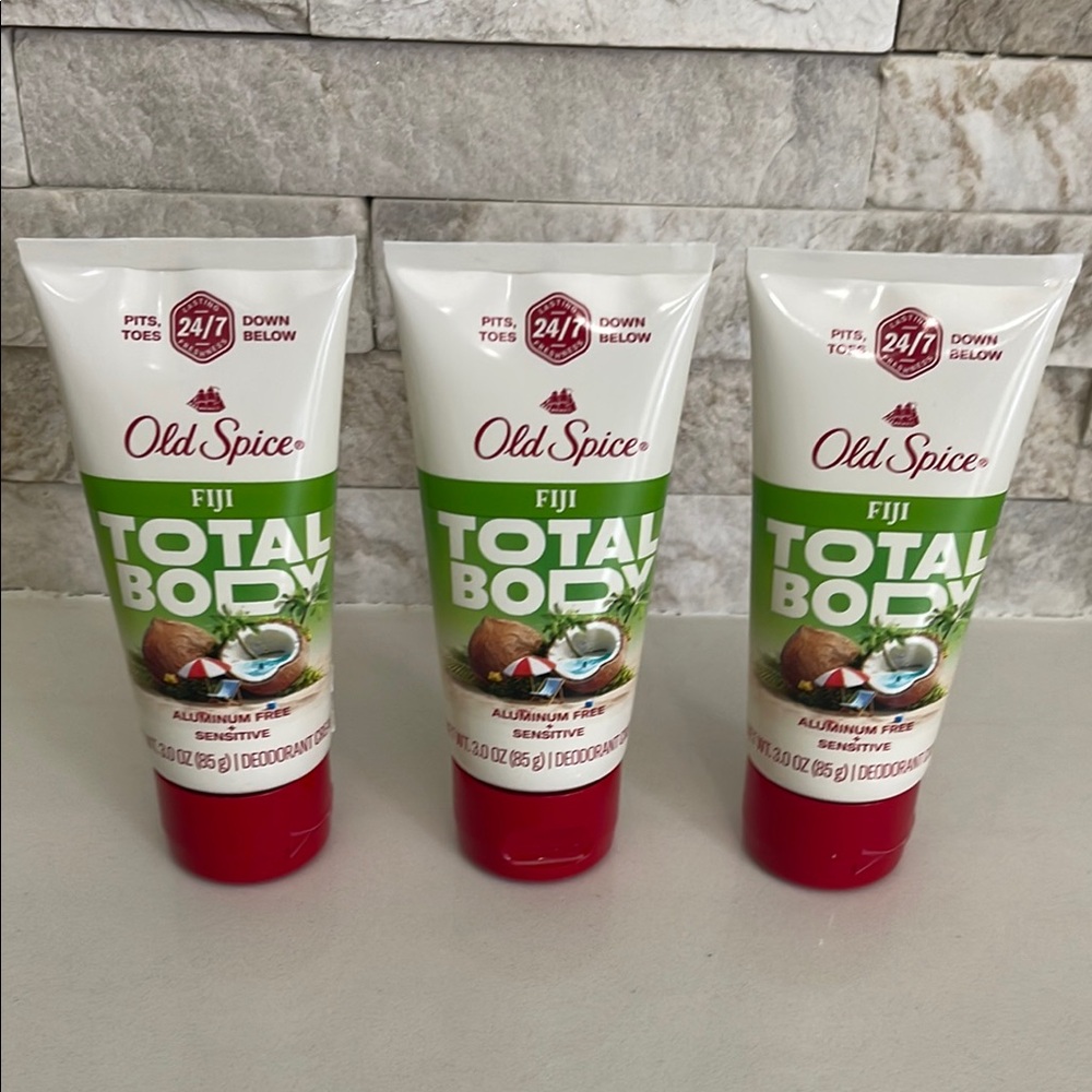 Brand new! Old Spice $39 Fiji Total Body Deodorant - Lot of 3 - 3 oz each